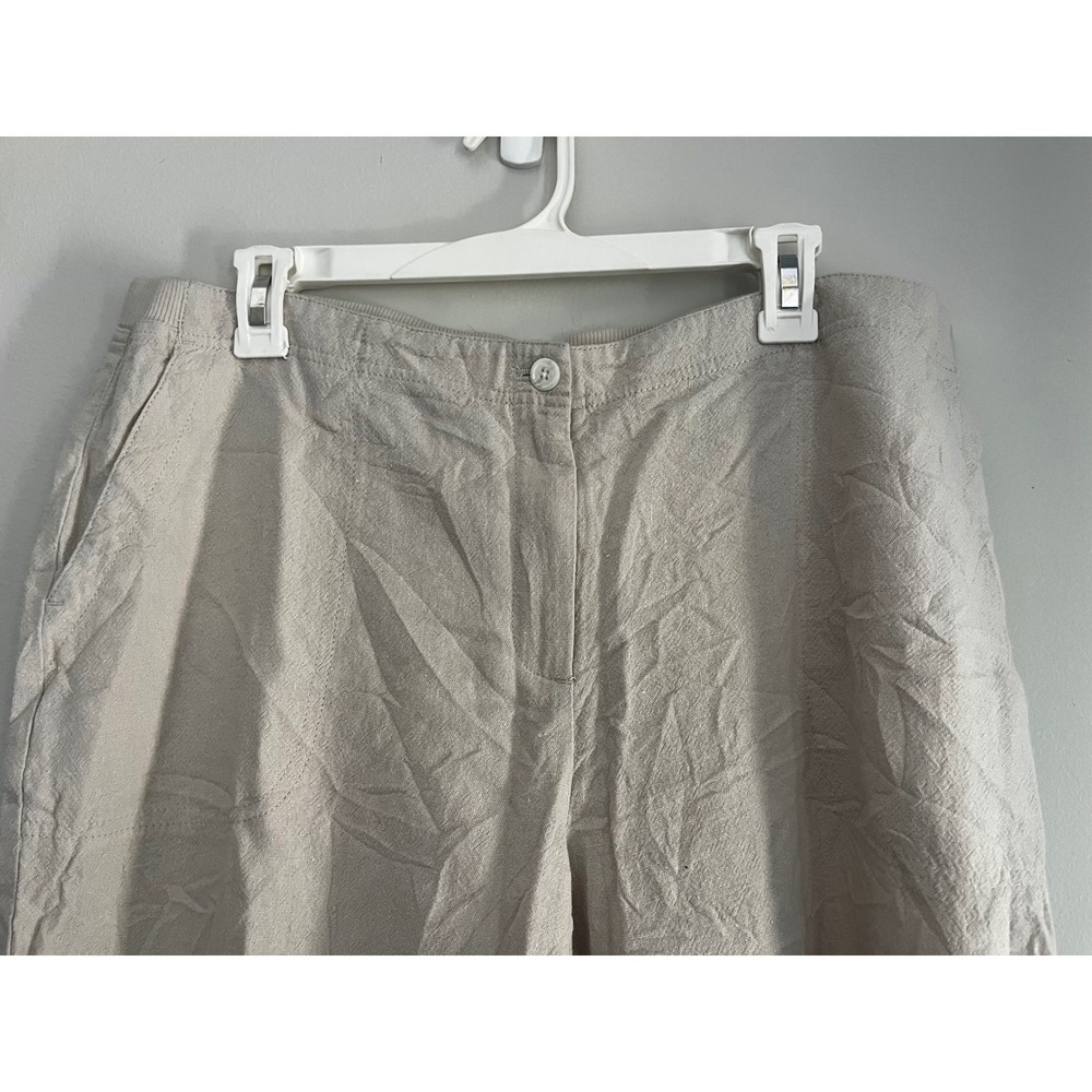 J. Jill Pure Linen Cropped Pants Sea Salt Beige Petite Large LP NWT 062072 - Picture 3 of 15